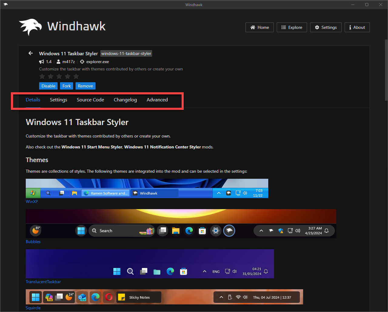 Windhawk Mod Themes