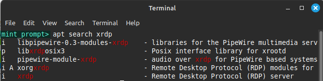 XRDP on Linux Mint